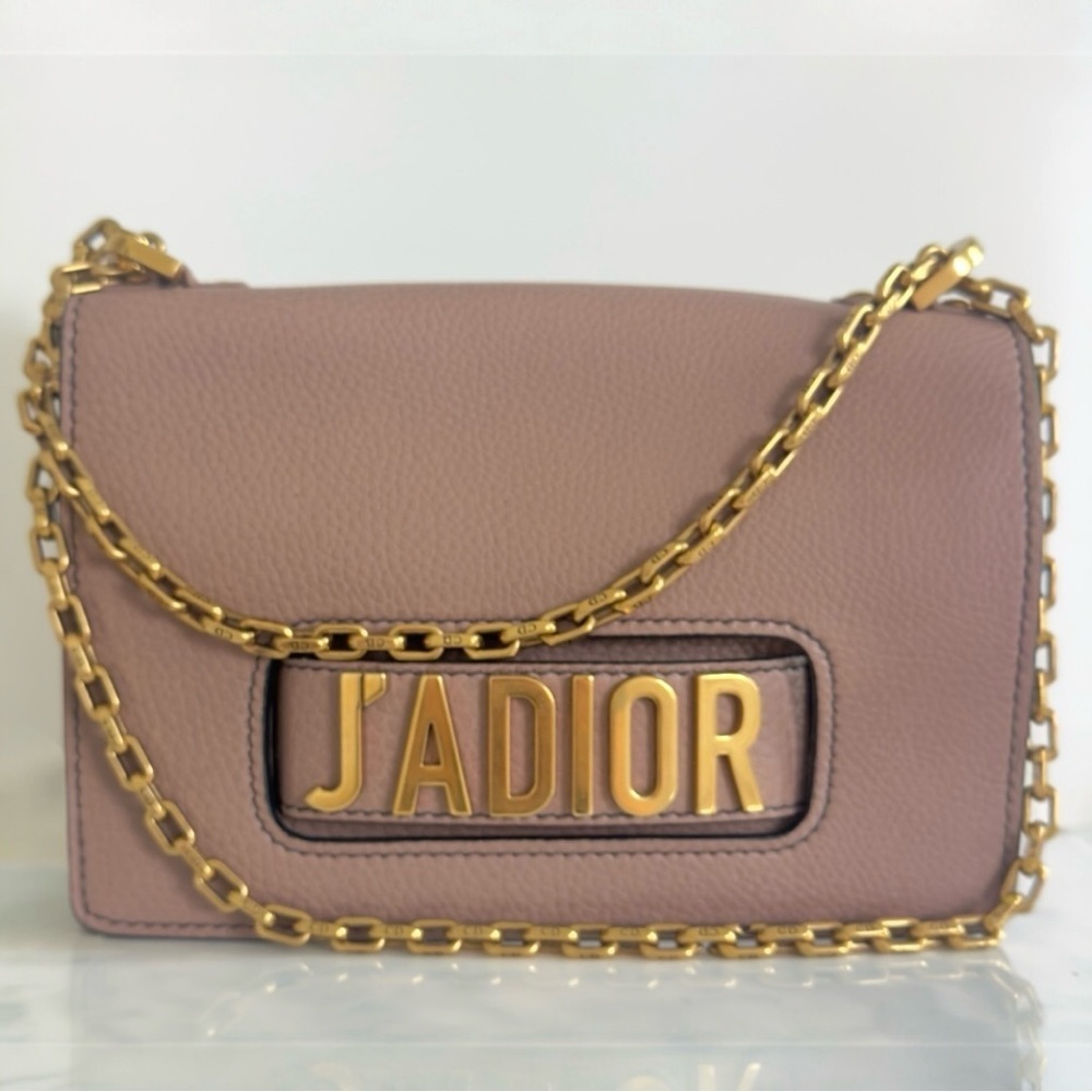 CHRISTIAN DIOR J'Adior Logo Flap Leather Chain Shoulder Bag Cluch Rose Poudre - Picture 3 of 16